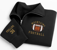 Personalized Football Embroidered Quarter Zip Sweatshirt, Custom Player Number, Sporty Crewneck Style, Game Day Wear, Custom Team Gift