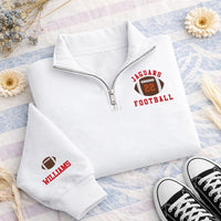 Personalized Football Embroidered Quarter Zip Sweatshirt, Custom Player Number, Sporty Crewneck Style, Game Day Wear, Custom Team Gift