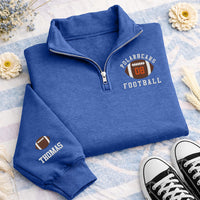 Personalized Football Embroidered Quarter Zip Sweatshirt, Custom Player Number, Sporty Crewneck Style, Game Day Wear, Custom Team Gift