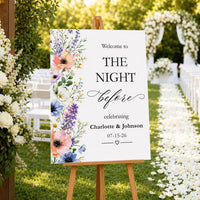 Custom Floral Wedding Foam Board Sign, Night Before Welcome Sign, Personalized Poster Sign, Reception Easel Sign, Wedding Decor Sign