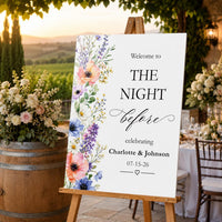 Custom Floral Wedding Foam Board Sign, Night Before Welcome Sign, Personalized Poster Sign, Reception Easel Sign, Wedding Decor Sign