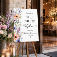 Custom Floral Wedding Foam Board Sign, Night Before Welcome Sign, Personalized Poster Sign, Reception Easel Sign, Wedding Decor Sign