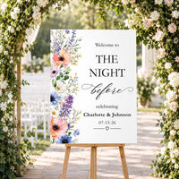Custom Floral Wedding Foam Board Sign, Night Before Welcome Sign, Personalized Poster Sign, Reception Easel Sign, Wedding Decor Sign
