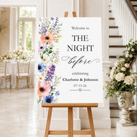 Custom Floral Wedding Foam Board Sign, Night Before Welcome Sign, Personalized Poster Sign, Reception Easel Sign, Wedding Decor Sign