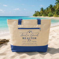 Personalized Realtor Tote Bag with Zipper, Custom Name Canvas Bag, Real Estate Work Essentials, Professional Daily Tote, Gift for Realtor