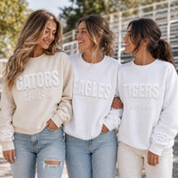 Custom Mascot Puff Print Sweatshirt, Personalized School Name Shirt, 3D Raised Game Day Hoodie, Team Name Sweatshirt, Team Spirit Wear