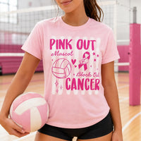 Custom Pink Out Volleyball Shirt, Custom Team Name Cancer Awareness Tee, Breast Cancer Game Day Shirt, School Spirit Pink Out, Coach Gift
