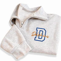 Personalized Team Embroidered Quarter Zip Sweatshirt, Custom School Mascot Pullover, Varsity Spirit Wear, Game Day Look, Custom Team Gift