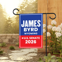 James Byrd For Wyoming Senate 2026 Garden Flag, Double Sided, 2026 Senate Flag, Elections Flag, Race Red White & Blue Flag