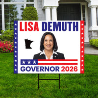 Lisa Demuth For Minnesota Governor 2026 Yard Sign, Corrugated Plastic Governor Elections Race Red White Blue Yard Sign with Metal H-Stake