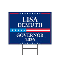 Lisa Demuth For Minnesota Governor 2026 Yard Sign, Corrugated Plastic Governor Elections Race Red White Blue Yard Sign with Metal H-Stake