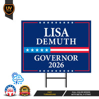 Lisa Demuth For Minnesota Governor 2026 Yard Sign, Corrugated Plastic Governor Elections Race Red White Blue Yard Sign with Metal H-Stake