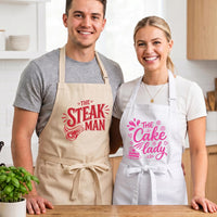 Custom Matching Apron for Couples, Personalized Cooking Apron, Husband Wife Kitchen Apron, Couple Kitchen Apron, Newlywed Wedding Gift