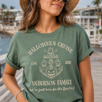 Personalized Halloween Cruise Shirt, Custom Family Vacation Tee, Spooky Pumpkin Anchor Design, Booze Cruise Shirt, Family Trip Gift 2026