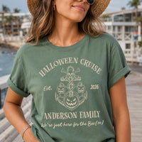 Personalized Halloween Cruise Shirt, Custom Family Vacation Tee, Spooky Pumpkin Anchor Design, Booze Cruise Shirt, Family Trip Gift 2026