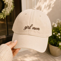 Girl Mom Embroidered Hat, Girl Mama Baseball Cap, Bio Washed Cotton Cap for Moms, New Mom Gift for Daughter Mama, Mothers Day Gift