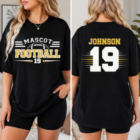 Personalized Football Mom Shirt, Custom Team Colors Mascot Tee, Player Name Number, Team Shirt, Sports Mom Gift, Front Back