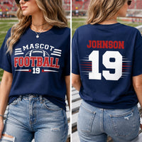 Personalized Football Mom Shirt, Custom Team Colors Mascot Tee, Player Name Number, Team Shirt, Sports Mom Gift, Front Back