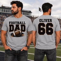 Custom Football Dad Shirt, Personalized Last Name Number Tee, Game Day Dad Apparel, Father's Day Gift, Front Back