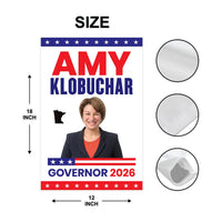 Amy Klobuchar For Minnesota Governor 2026 Garden Flag, Double Sided, 2026 Governor Flag, Elections Flag, Race Red White & Blue Flag