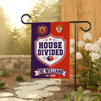 Personalized House Divided Garden Flag, 12x18 Double Sided Outdoor Decor, Team Rivalry Yard Flag, Football Family Decor, Rivalry Gift