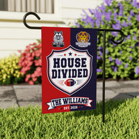 Personalized House Divided Garden Flag, 12x18 Double Sided Outdoor Decor, Team Rivalry Yard Flag, Football Family Decor, Rivalry Gift