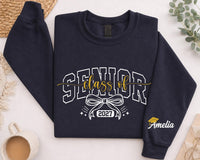 Personalized Senior 2027 Sweatshirt, Custom Class of 27 Crewneck, Coquette Bow Graduation Crewneck, Class of 2027 Gift, Senior Gift