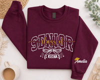 Personalized Senior 2027 Sweatshirt, Custom Class of 27 Crewneck, Coquette Bow Graduation Crewneck, Class of 2027 Gift, Senior Gift