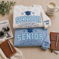 Personalized Senior Class of 2027 Sweatshirt, Custom Name Graduation Crewneck, Gingham Senior Look, High School Grad Look, Graduation Gift