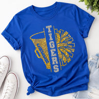 Personalized Glitter Cheer Mom Shirt, Custom Cheer Team Tee, Cheerleader Name, School Spirit Game Day Top, Sports Mom Gift, Front Back