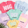 Personalized School Spirit Shirt, Custom Team Mascot Tee, Striped Varsity Initial Shirt, Back to School Game Day Outfit, Custom Team Gift