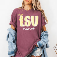 Personalized School Spirit Shirt, Custom Team Mascot Tee, Striped Varsity Initial Shirt, Back to School Game Day Outfit, Custom Team Gift