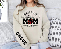 Personalized Senior Cheer Mom Sweatshirt, Team Mom Crewneck, Custom Cheerleader Name Sleeve, Senior Night & Homecoming, Custom Team Gift