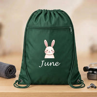 Personalized Animal Drawstring Backpack, Custom Name Kids Cinch Bag, School Activity Bag, Student Personalized Bag, Back to School Gift