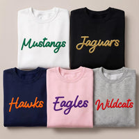 Custom Puff Print Mascot Sweatshirt, Personalized Team Name Shirt, Raised 3D School Spirit Hoodie, Sports Game Day Tee, Team Mom Gift