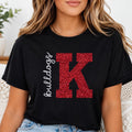 Personalized Glitter Varsity Letter Shirt, Custom Team Name Tee, School Mascot Spirit Shirt, Game Day Initial Top, Custom Team Gift