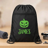 Personalized Halloween Drawstring Backpack, Custom Pumpkin Face Cinch Bag, Kids Trick or Treat Bag, Party Favor Cinch Bag, Event Favor