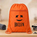 Personalized Halloween Drawstring Backpack, Custom Pumpkin Face Cinch Bag, Kids Trick or Treat Bag, Party Favor Cinch Bag, Event Favor