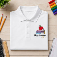 Custom Embroidered Polo Shirt for Teachers and Staff, Personalized Polo Shirts for Teacher Gift, Back to School, Teacher Appreciation