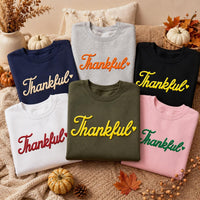 Personalized Thankful Puff Print Sweatshirt, Thanksgiving Shirt, 3D Thankful Season Crewneck, Custom Puff Sweatshirt, Custom Gift for Fall
