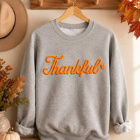 Personalized Thankful Puff Print Sweatshirt, Thanksgiving Shirt, 3D Thankful Season Crewneck, Custom Puff Sweatshirt, Custom Gift for Fall