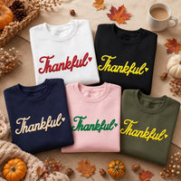 Personalized Thankful Puff Print Sweatshirt, Thanksgiving Shirt, 3D Thankful Season Crewneck, Custom Puff Sweatshirt, Custom Gift for Fall