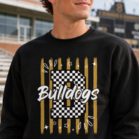 Personalized School Mascot Sweatshirt, Custom Team Name Tee, Checkered Initial Shirt, High School Spirit Game Day Outfit, Custom Team Gift