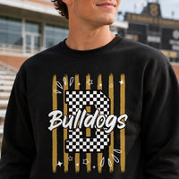 Personalized School Mascot Shirt, Custom Team Name Tee, Checkered Initial Sweatshirt, High School Spirit Game Day Outfit, Custom Team Gift