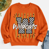 Personalized School Mascot Sweatshirt, Custom Team Name Tee, Checkered Initial Shirt, High School Spirit Game Day Outfit, Custom Team Gift