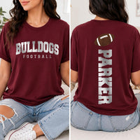 Personalized Metallic Football Shirt, Custom Team Name Tee, Real Metallic Front Back Design, Sparkle Game Day Outfit, Football Mom Gift