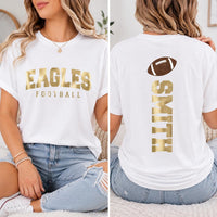 Personalized Metallic Football Shirt, Custom Team Name Tee, Real Metallic Front Back Design, Sparkle Game Day Outfit, Football Mom Gift