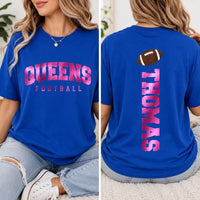 Personalized Metallic Football Shirt, Custom Team Name Tee, Real Metallic Front Back Design, Sparkle Game Day Outfit, Football Mom Gift