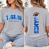 Personalized Metallic Football Shirt, Custom Team Name Tee, Real Metallic Front Back Design, Sparkle Game Day Outfit, Football Mom Gift