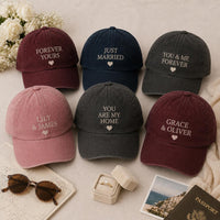 Personalized Couple Embroidered Hat, Custom Mr and Mrs Matching Caps, Honeymoon Travel Cap, Newlywed Gift for Couples, Honeymoon Gift
